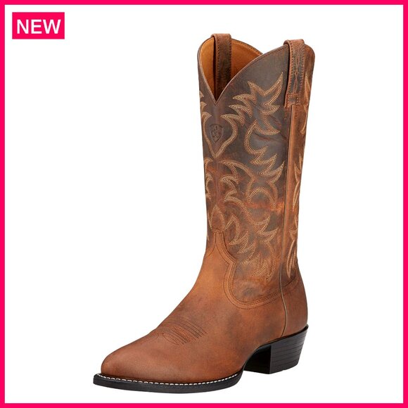 Men's Western Round Toe Cowboy Boots Full Grain Leather ATS Technology
